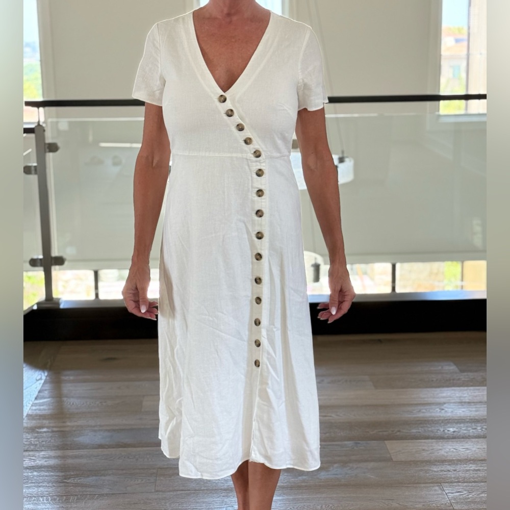 Madewell White Buttoned Midi Sundress